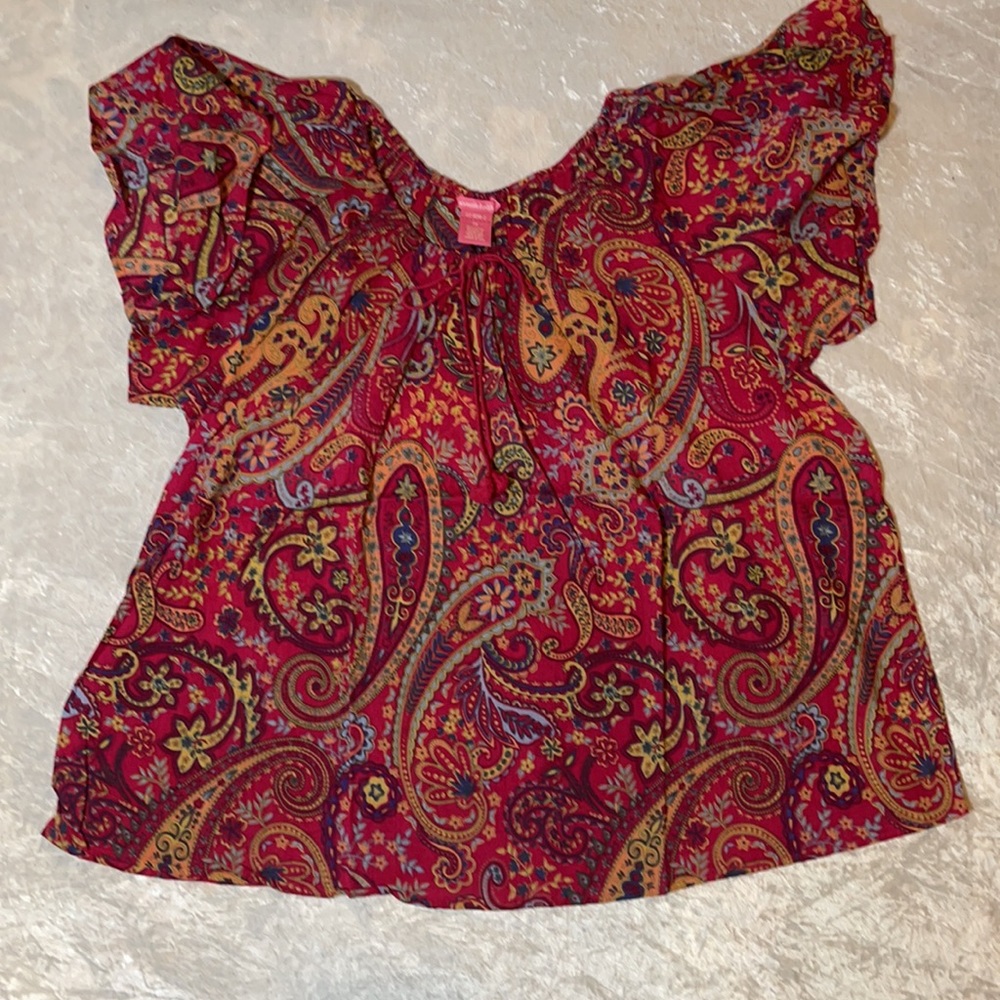 NWOT Flowy Boho Shirt with Tassel Woman Within